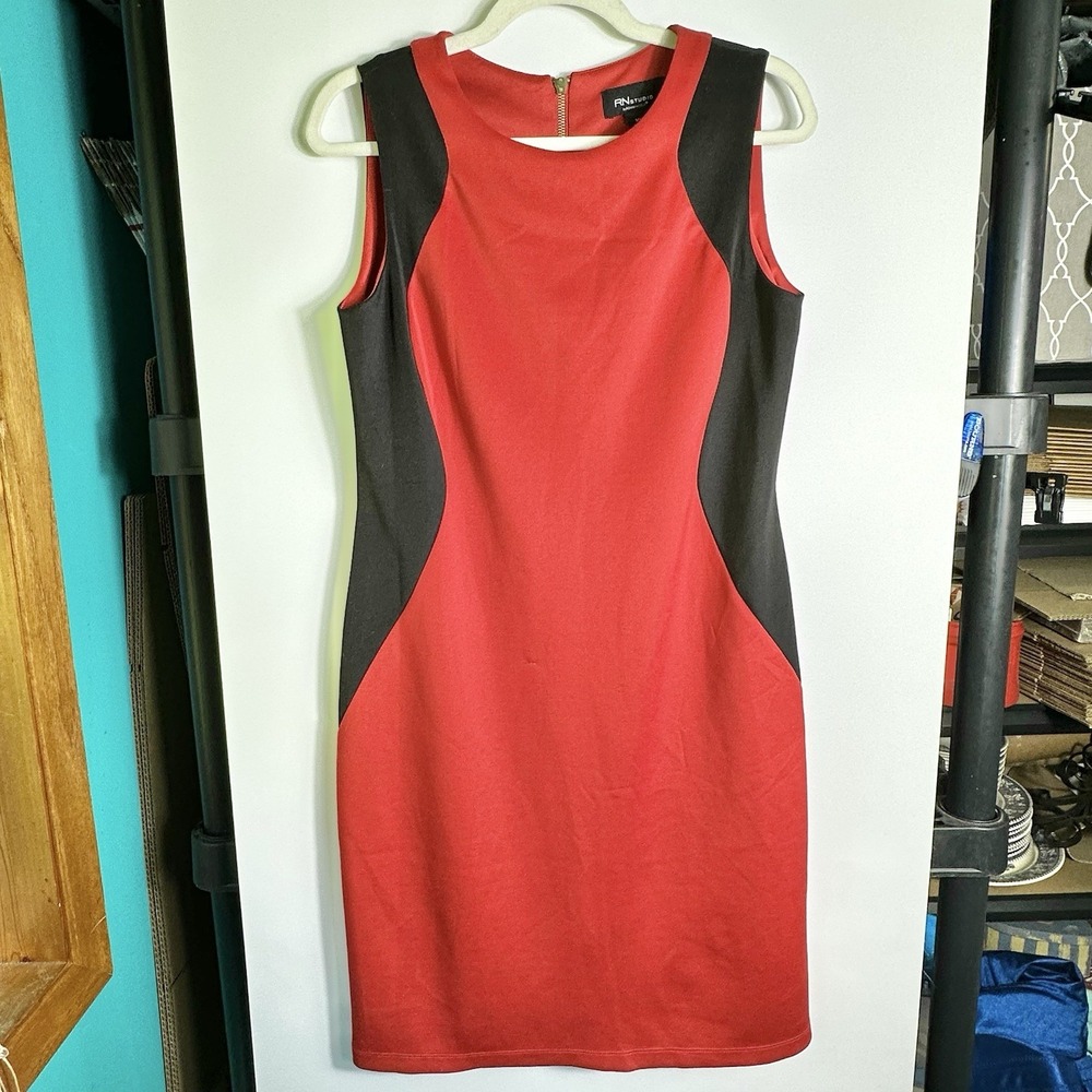 RN Studio by Ronni Nicole Colorblock Sheath Dress Red‎ Black Womens Size 10